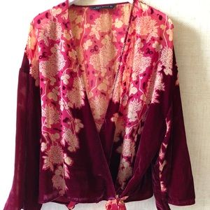 Zara velvet wrap blouse.